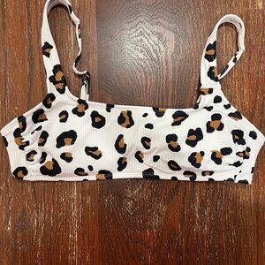 Xhilaration White and Black Leopard Bikini Top
